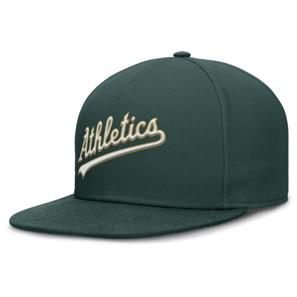 Athletics Nike Wordmark Dri-FIT Round Bill True Fitted Hat - Green Hats