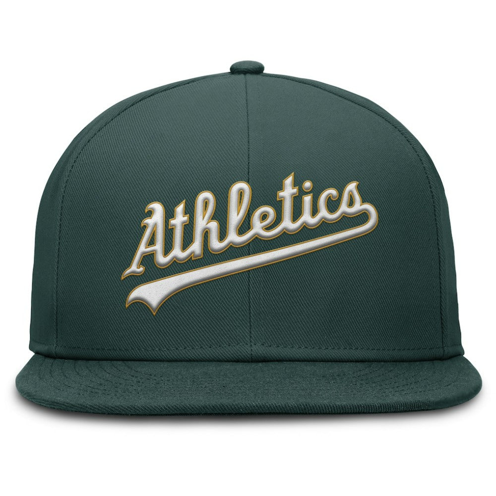 Athletics Nike Wordmark Dri-FIT Round Bill True Fitted Hat - Green Hats