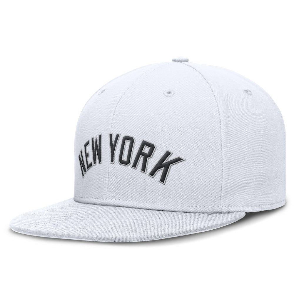 New York Yankees Nike Wordmark Dri-FIT Round Bill True Fitted Hat - White Hats