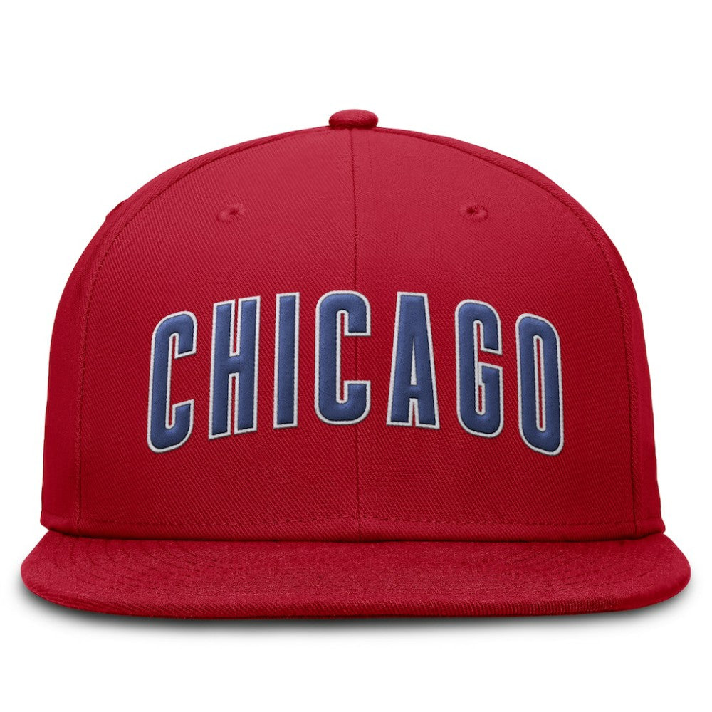 Chicago Cubs Nike Wordmark Dri-FIT Round Bill True Fitted Hat - Red Hats