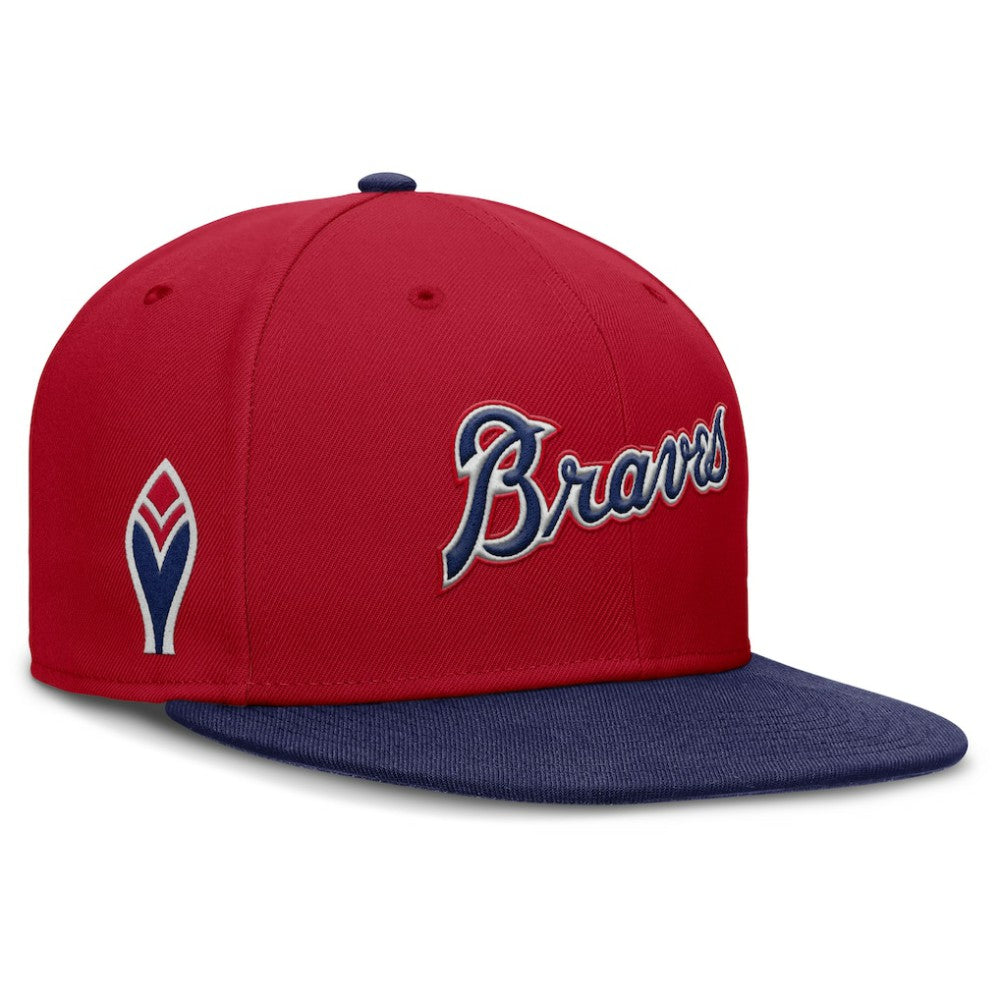 Atlanta Braves Nike Cooperstown Two-Tone Dri-FIT Round Bill True Fitted Hat - Red Hats