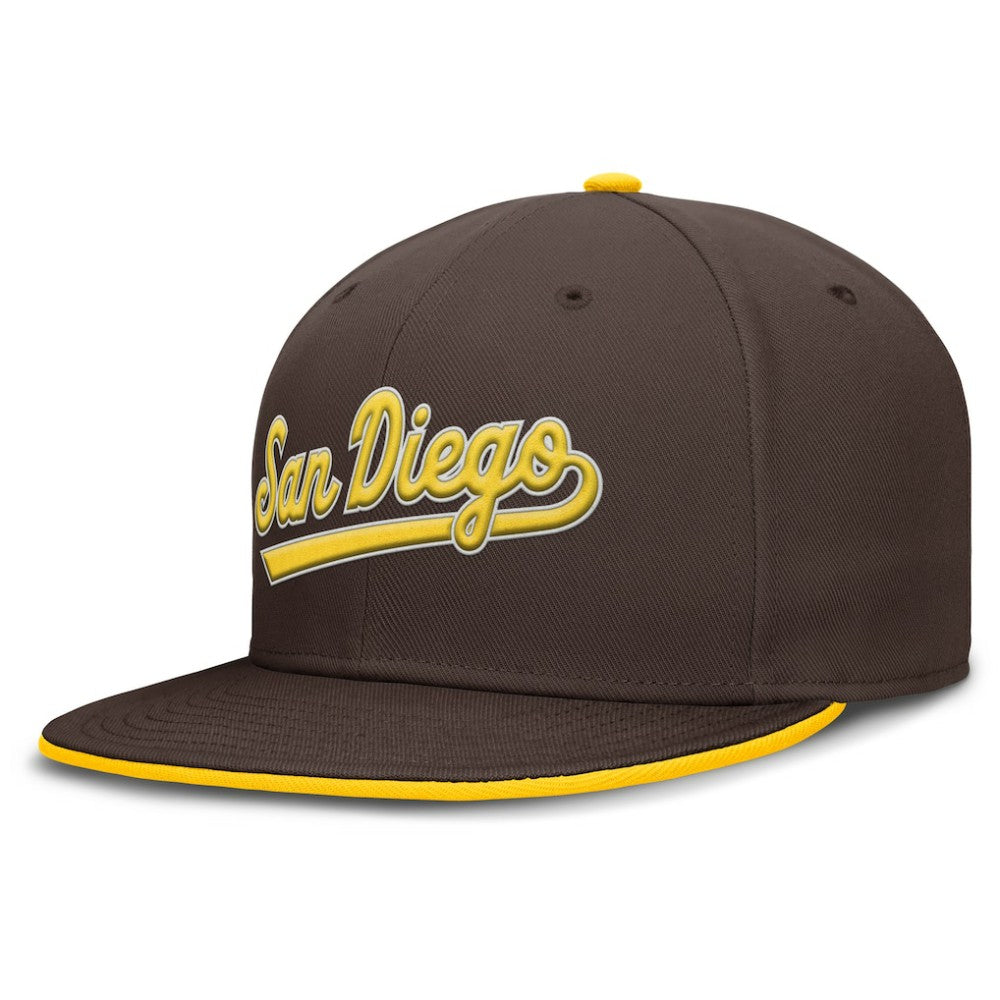 San Diego Padres Nike Primetime Dri-FIT Round Bill True Fitted Hat - Brown Hats