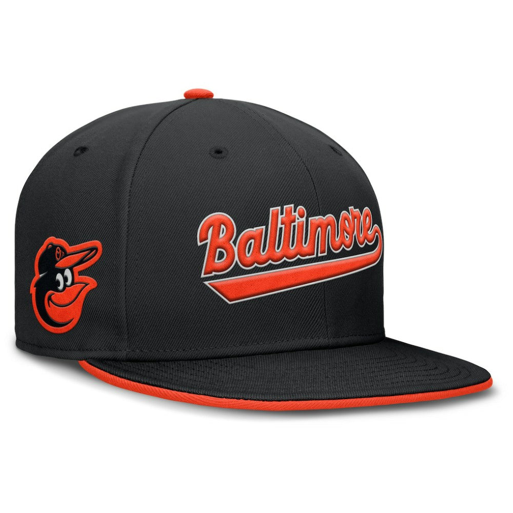 Baltimore Orioles Nike Primetime Dri-FIT Round Bill True Fitted Hat - Black Hats