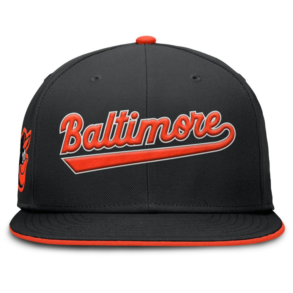 Baltimore Orioles Nike Primetime Dri-FIT Round Bill True Fitted Hat - Black Hats