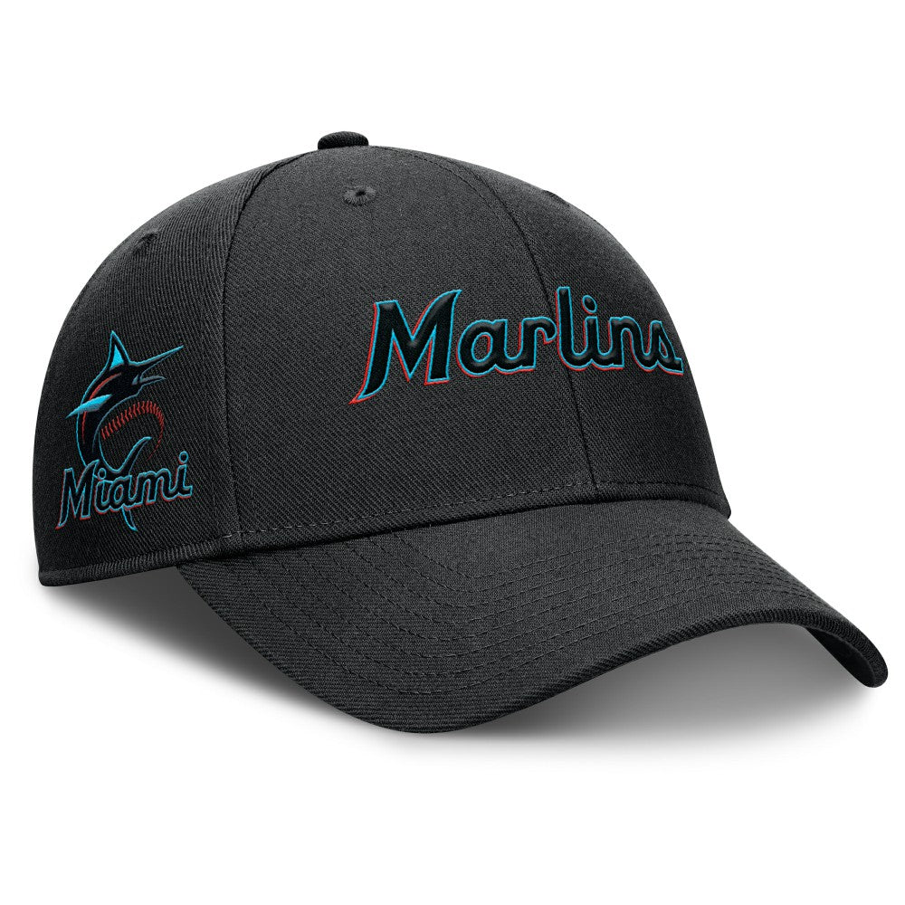 Miami Marlins Nike Rise Gaberdine Adjustable Hat - Black Hats