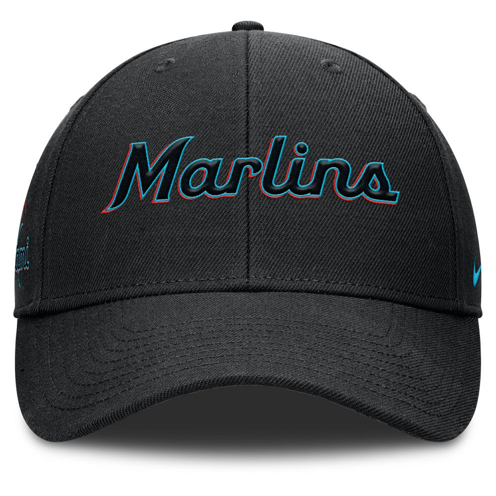 Miami Marlins Nike Rise Gaberdine Adjustable Hat - Black Hats