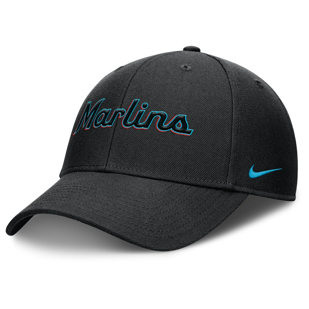 Miami Marlins Nike Rise Gaberdine Adjustable Hat - Black Hats