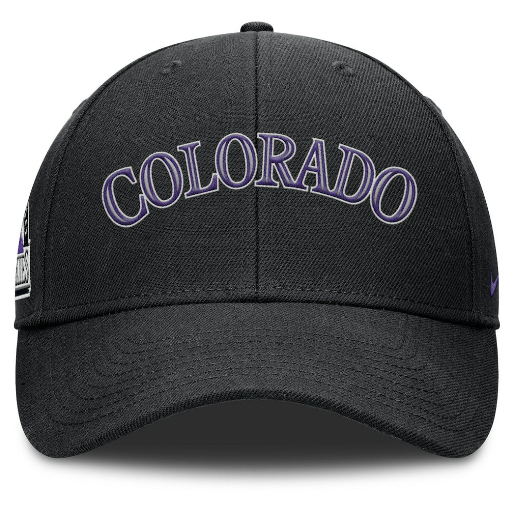 Colorado Rockies Nike Rise Gaberdine Adjustable Hat - Black Hats