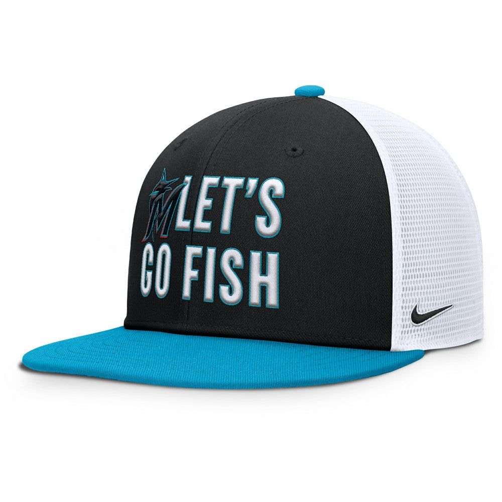 Miami Marlins Nike Pro Performance Trucker Snapback Hat - Black/Light Blue Hats