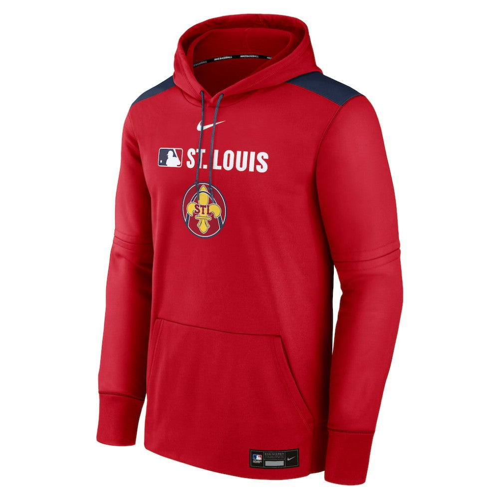 St. Louis Cardinals Nike Authentic Collection City Connect Therma Pullover Hoodie - Red Hoodies