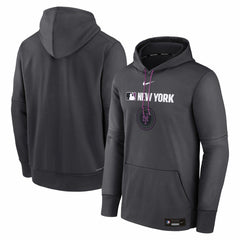 New York Mets Nike Authentic Collection City Connect Therma Pullover Hoodie - Anthracite Hoodies