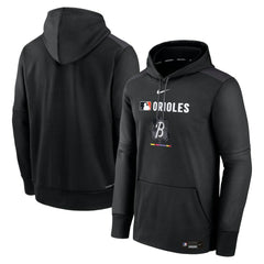 Baltimore Orioles Nike Authentic Collection City Connect Therma Pullover Hoodie - Black Hoodies
