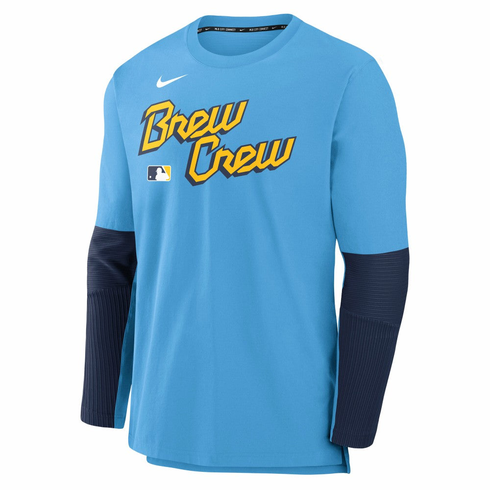Milwaukee Brewers Nike 2025 City Connect Authentic Collection Player Dri-FIT Lightweight Pullover - Light Blue Pullover