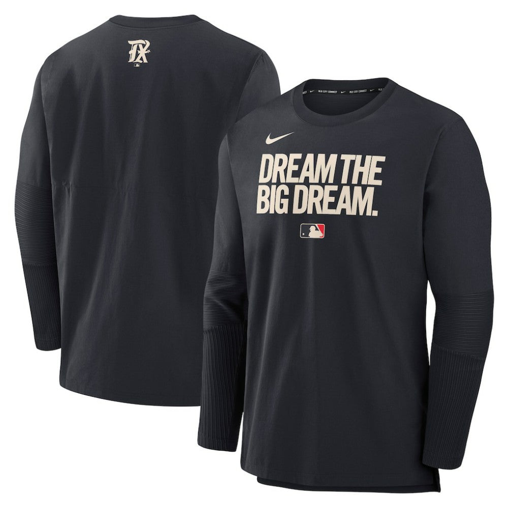 Texas Rangers Nike 2025 City Connect Authentic Collection Player Dri-FIT Lightweight Pullover - Black Pullover