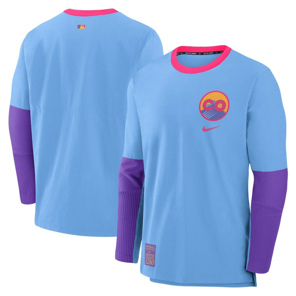 Colorado Rockies Nike 2025 City Connect Authentic Collection Player Dri-FIT Lightweight Pullover - Light Blue Pullover