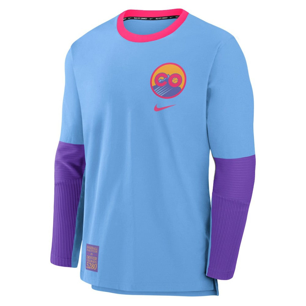 Colorado Rockies Nike 2025 City Connect Authentic Collection Player Dri-FIT Lightweight Pullover - Light Blue Pullover