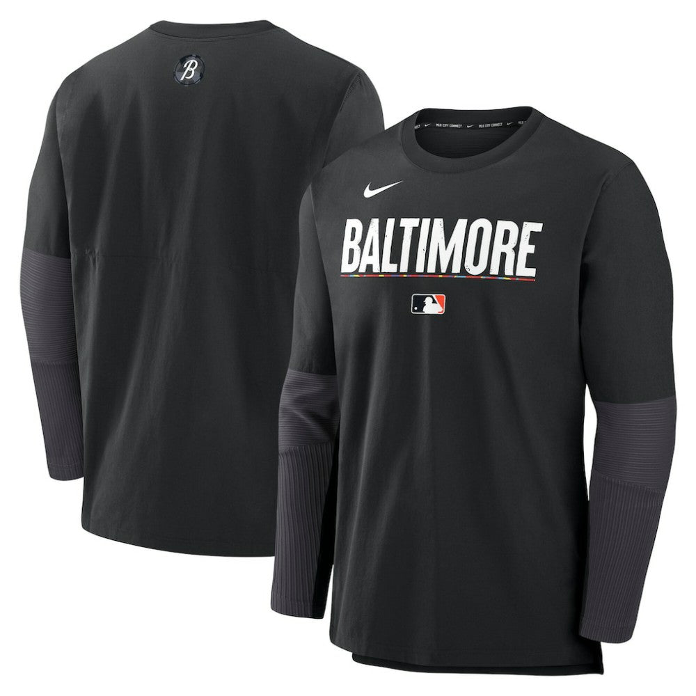 Baltimore Orioles Nike 2025 City Connect Authentic Collection Player Dri-FIT Lightweight Pullover - Black Pullover