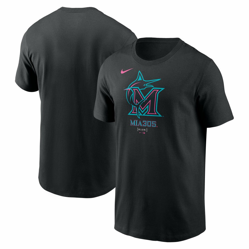 Miami Marlins Nike 2025 City Connect Large Logo T-Shirt - Black T-shirts
