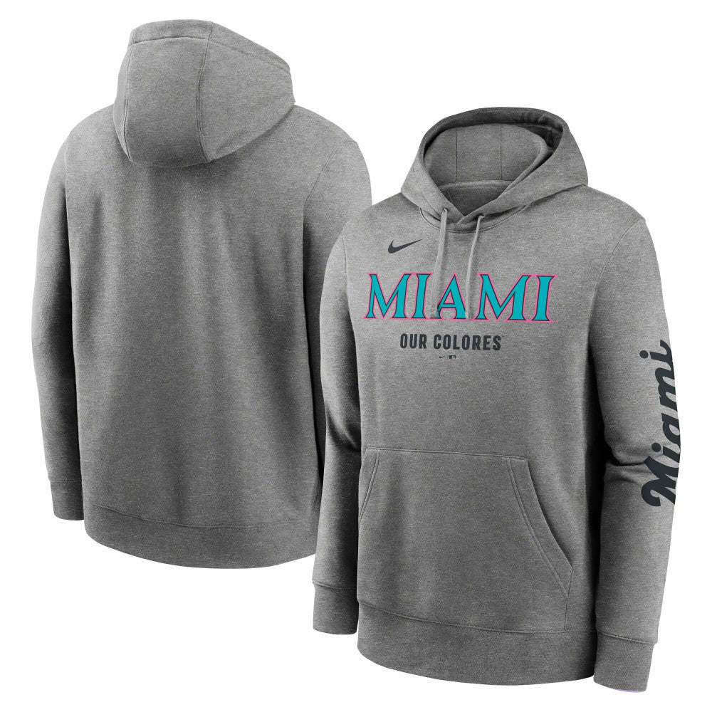 Miami Marlins Nike City Connect Club Hoodie - Heather Charcoal Hoodies