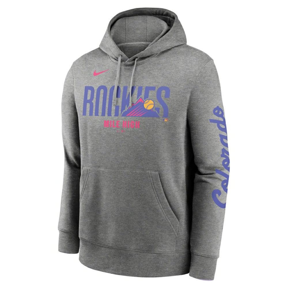 Colorado Rockies Nike 2025 City Connect French Terry Club Fleece Pullover Hoodie - Heather Charcoal Hoodies