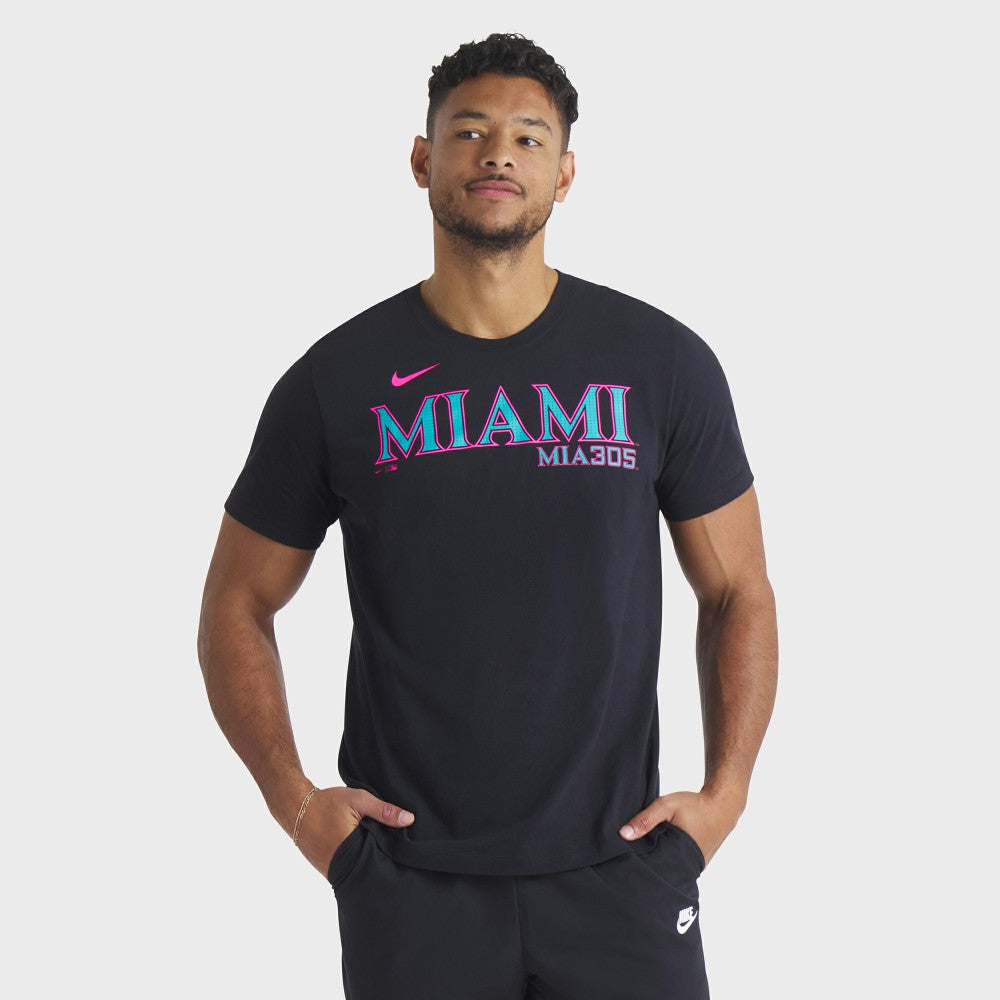 Miami Marlins Nike City Connect Wordmark T-Shirt - Black T-shirts