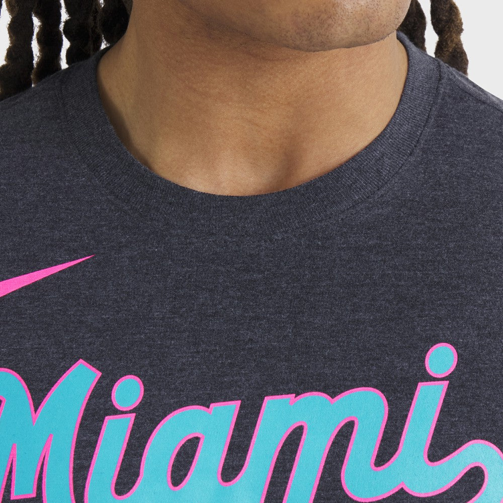 Miami Marlins Nike City Connect Script Tri-Blend T-Shirt - Heather Black T-shirts