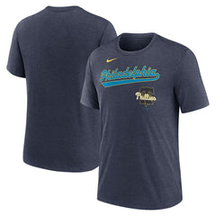 Philadelphia Phillies Nike City Connect Script Tri-Blend T-Shirt - Heather Navy T-shirts