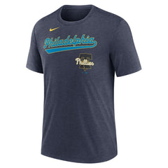 Philadelphia Phillies Nike City Connect Script Tri-Blend T-Shirt - Heather Navy T-shirts