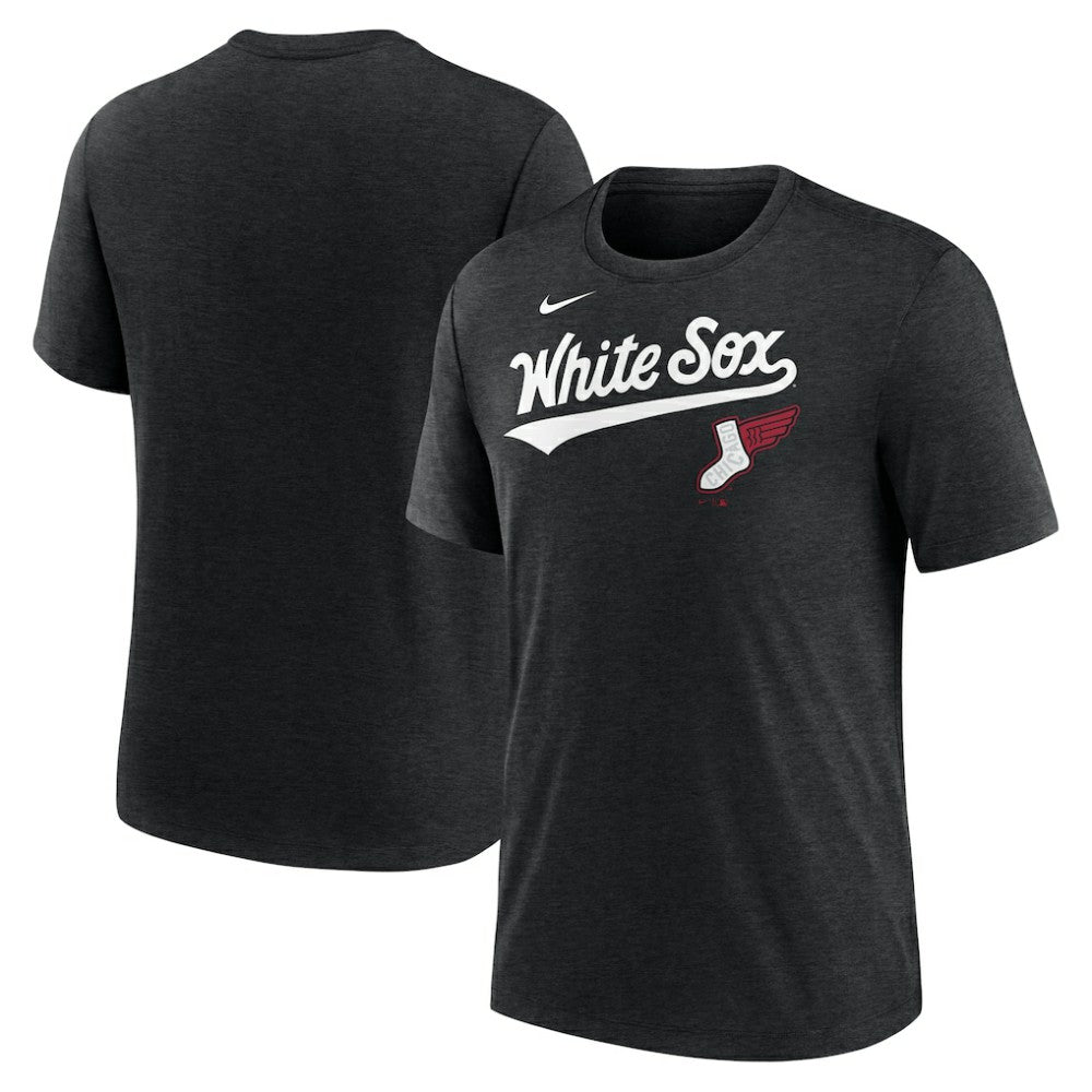 Chicago White Sox Nike City Connect Script Tri-Blend T-Shirt - Heather Black T-shirts