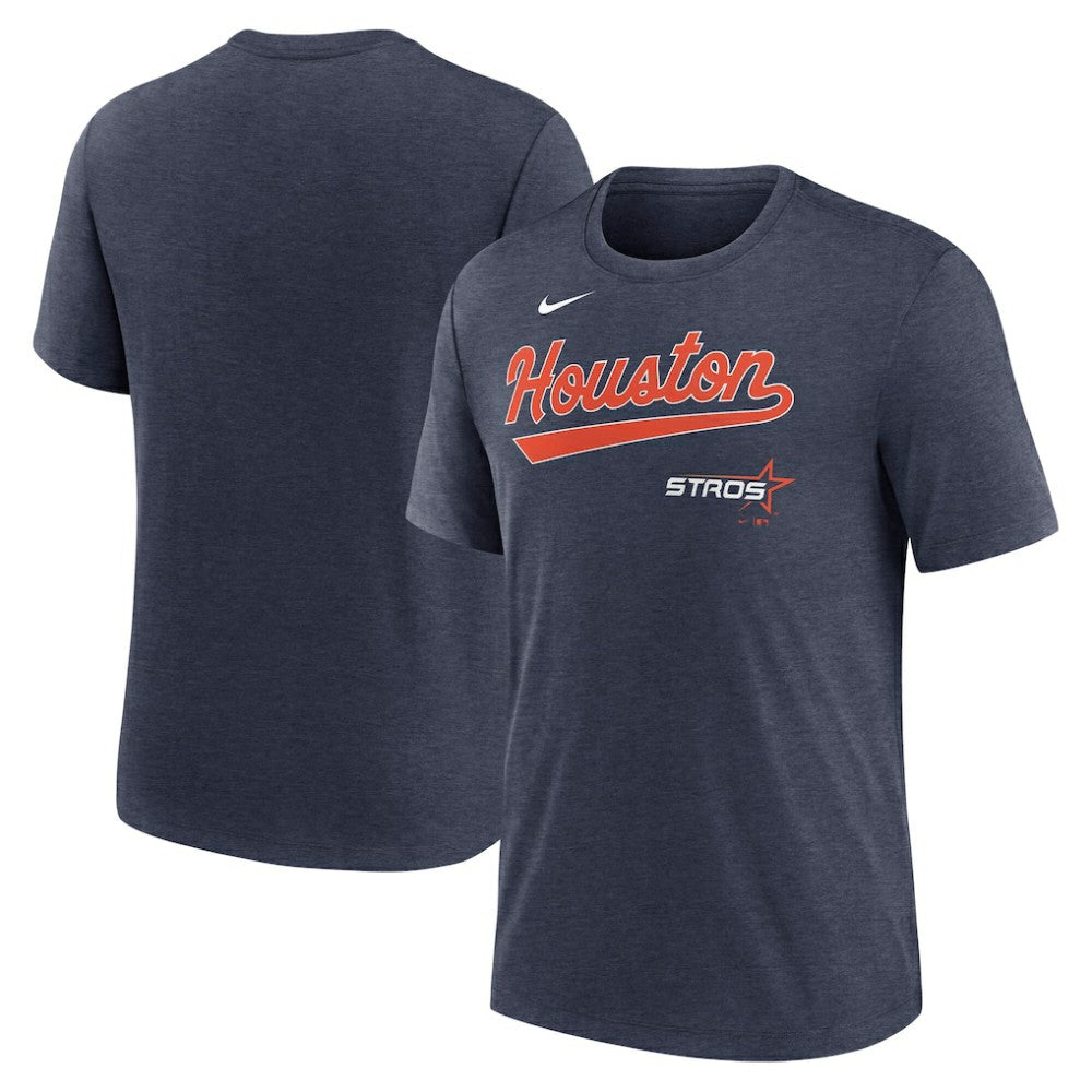 Houston Astros Nike City Connect Script Tri-Blend T-Shirt - Heather Navy T-shirts
