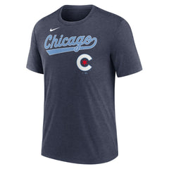 Chicago Cubs Nike City Connect Script Tri-Blend T-Shirt - Heather Navy T-shirts