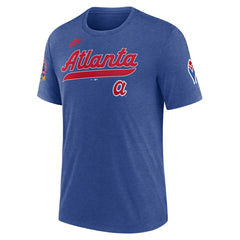 Atlanta Braves Nike Cooperstown Collection Eras Tri-Blend T-Shirt - Heather Royal T-shirts