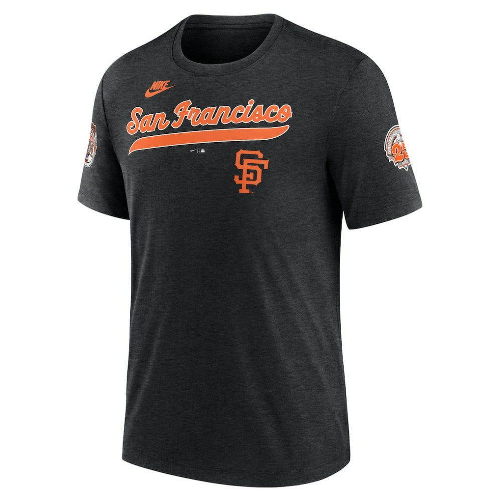 San Francisco Giants Nike Cooperstown Collection Eras Tri-Blend T-Shirt - Heather Black T-shirts