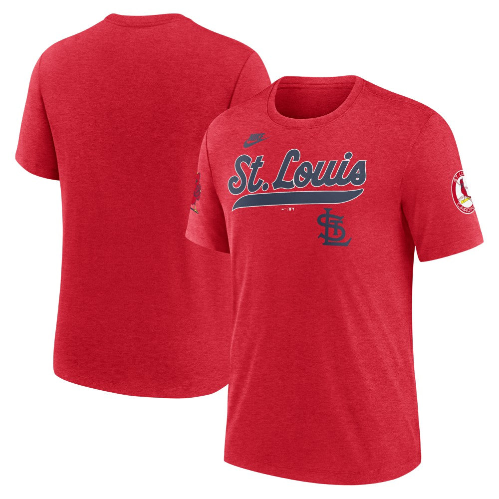 St. Louis Cardinals Nike Cooperstown Collection Eras Tri-Blend T-Shirt - Heather Red T-shirts