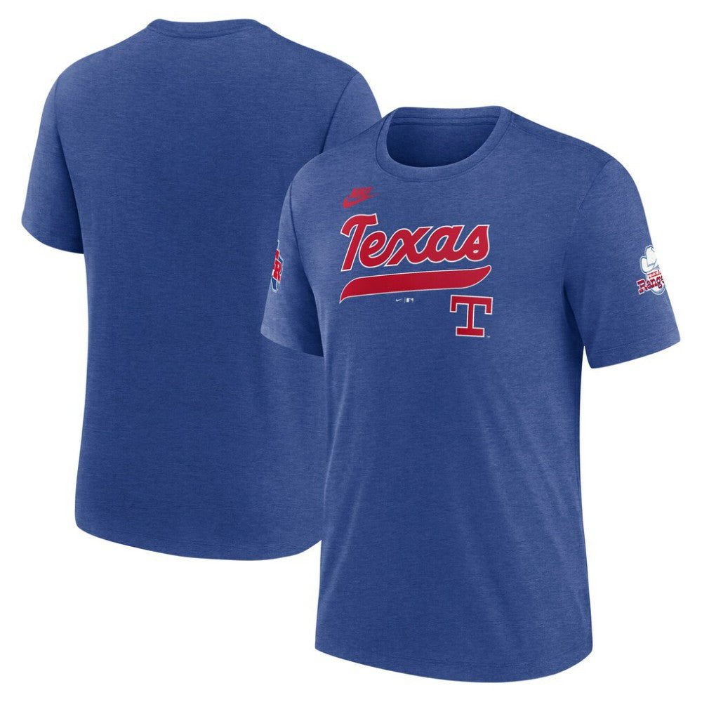 Texas Rangers Nike Cooperstown Collection Eras Tri-Blend T-Shirt - Heather Royal T-shirts
