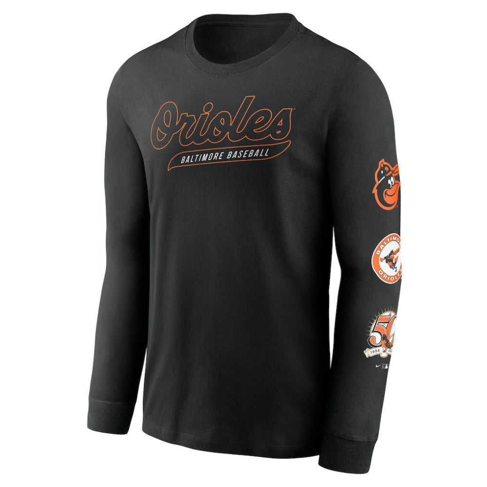 Baltimore Orioles Nike Cooperstown Collection Knockout Long Sleeve T-Shirt - Black T-shirts