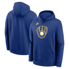 Milwaukee Brewers Nike Cooperstown Collection Logo Club Hoodie - Royal Hoodies