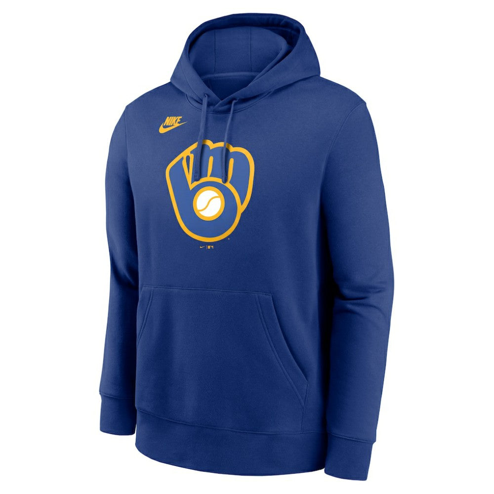Milwaukee Brewers Nike Cooperstown Collection Logo Club Hoodie - Royal Hoodies