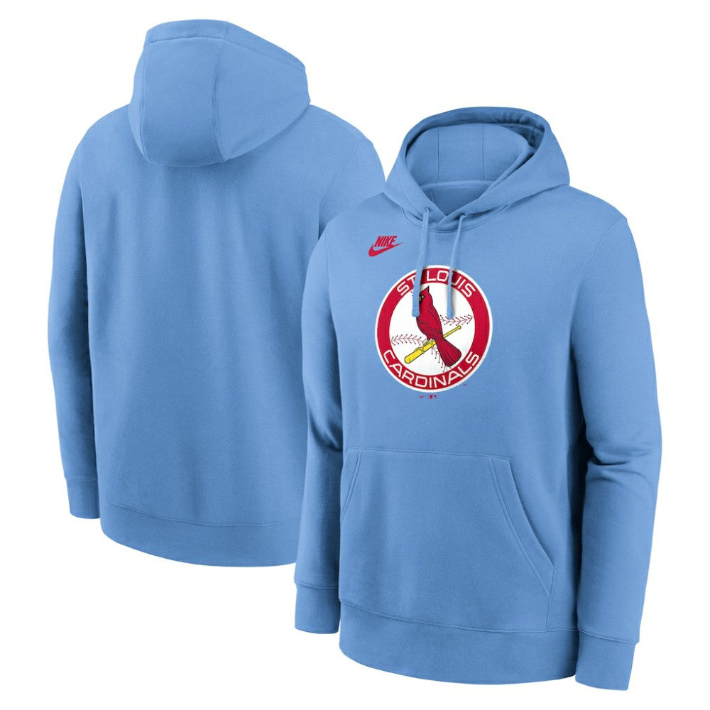 St. Louis Cardinals Nike Cooperstown Collection Logo Club Hoodie - Light Blue Hoodies