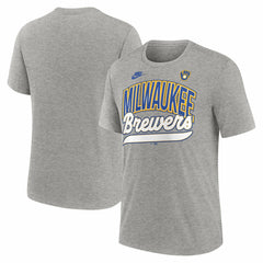 Milwaukee Brewers Nike Cooperstown Collection Retro Tri-Blend T-Shirt - Heather Gray T-shirts