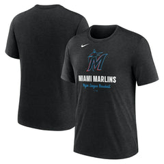 Miami Marlins Nike Logo Tri-Blend T-Shirt - Heather Black T-shirts