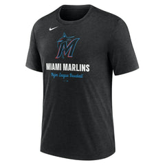 Miami Marlins Nike Logo Tri-Blend T-Shirt - Heather Black T-shirts