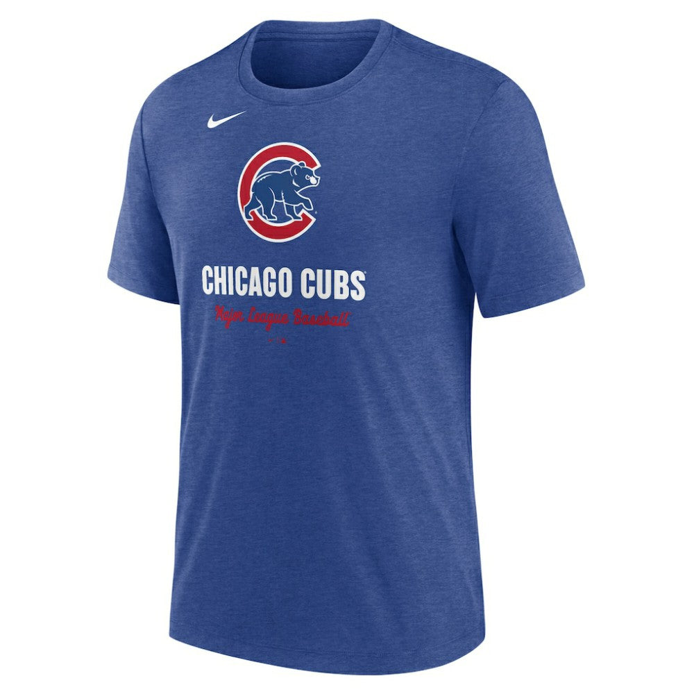 Chicago Cubs Nike Logo Tri-Blend T-Shirt - Heather Royal T-shirts