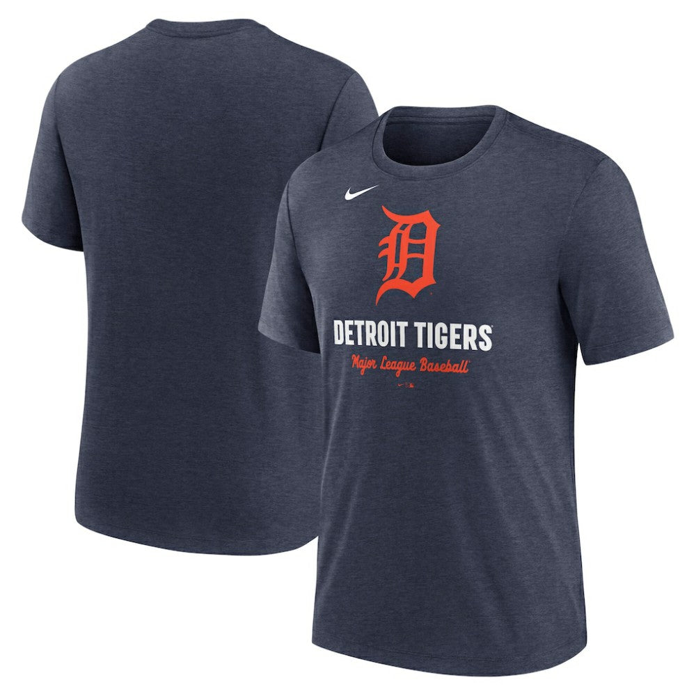 Detroit Tigers Nike Logo Tri-Blend T-Shirt - Heather Navy T-shirts
