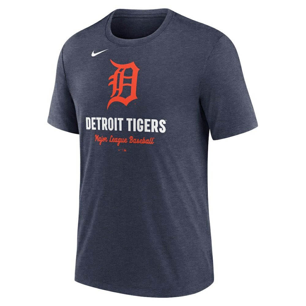 Detroit Tigers Nike Logo Tri-Blend T-Shirt - Heather Navy T-shirts