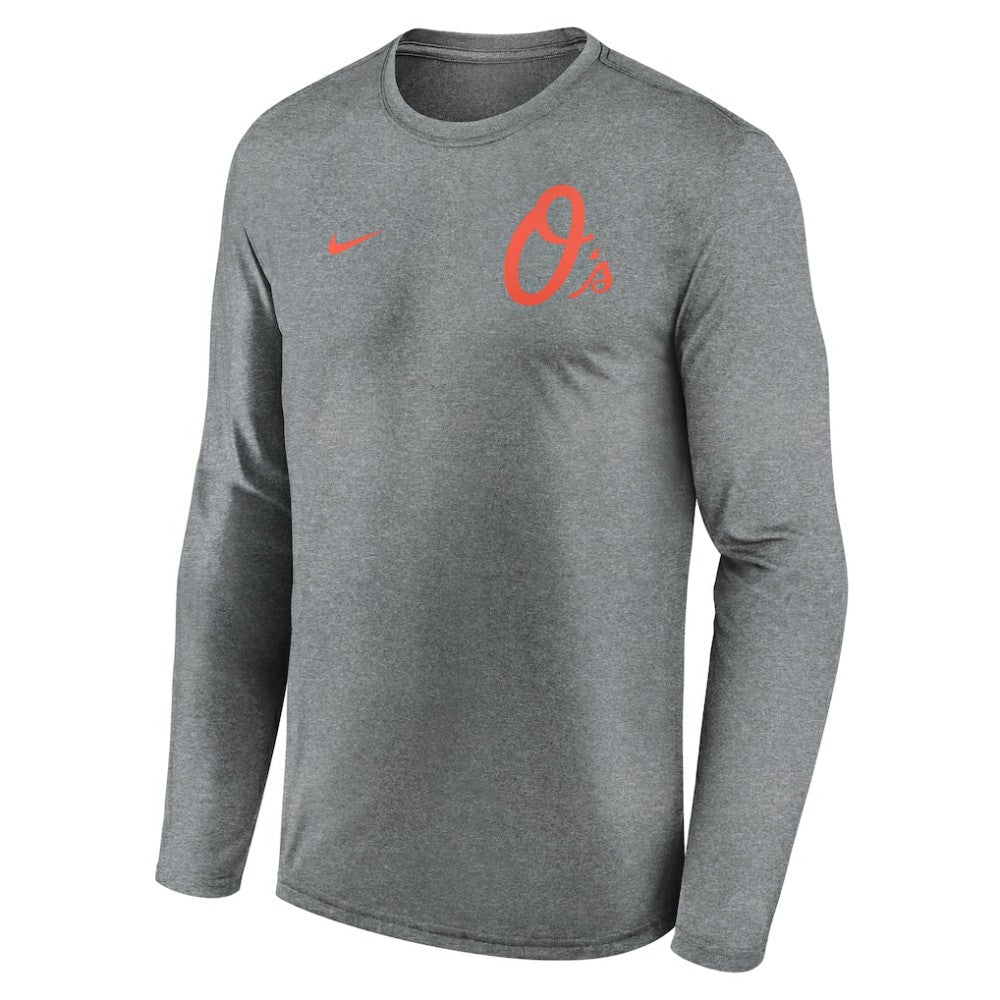 Baltimore Orioles Nike 2-Hit Legend Dri-FIT Long Sleeve T-Shirt - Heather Charcoal T-shirts