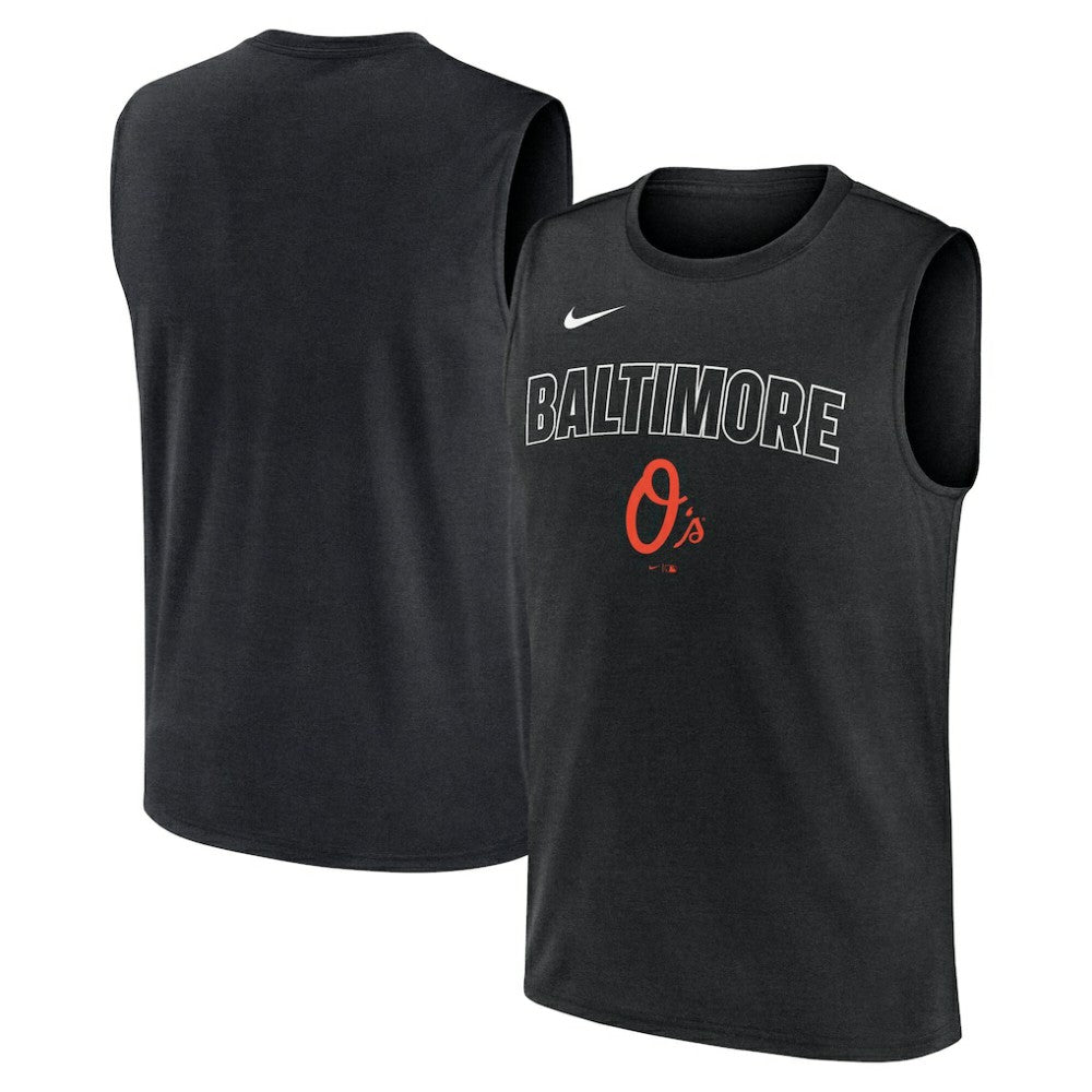 Baltimore Orioles Nike Knockout Dri-FIT Muscle Tank Top - Black Tanks