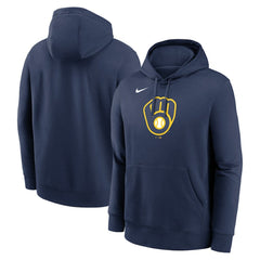 Milwaukee Brewers Nike Logo Club Fleece Hoodie - Navy Hoodies