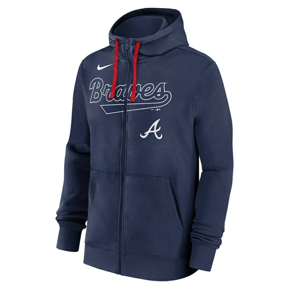 Atlanta Braves Nike Knockout Script Full-Zip Hoodie - Navy Hoodies