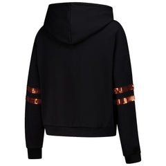 Cincinnati Bengals Cuce Women's Cropped Sequins Pullover Hoodie Black